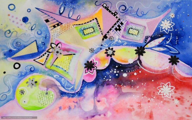 Abstract Colorful Painting — Blue, Playful