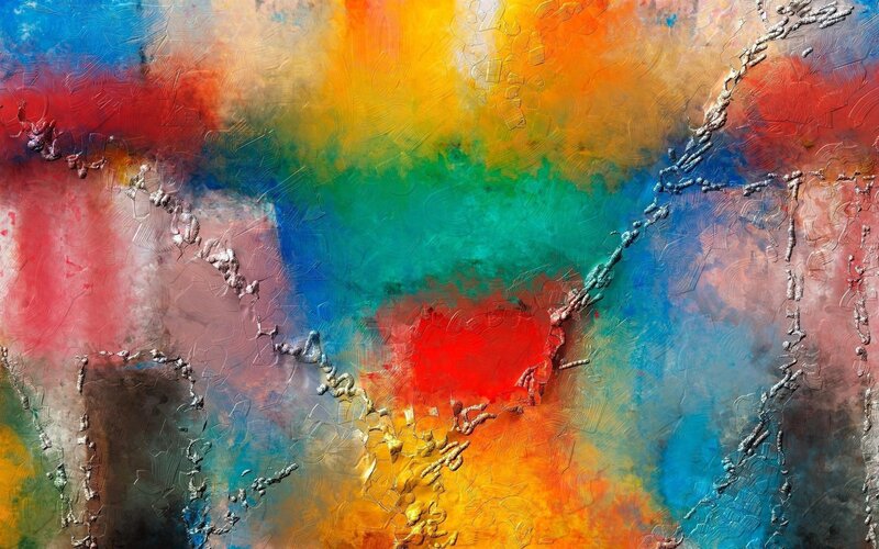 Abstract Colorful Painting — Red, Vibrant, Paint, Texture, Brushstrokes