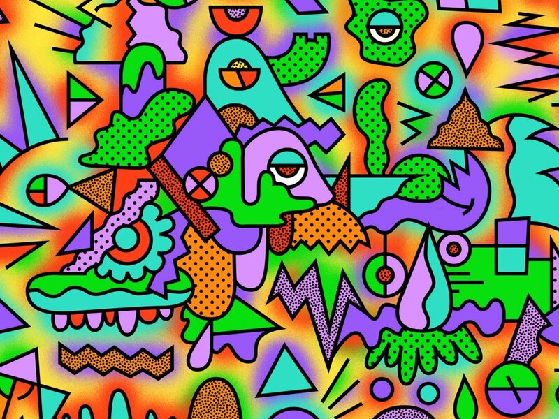 Abstract Colorful Shapes — Green