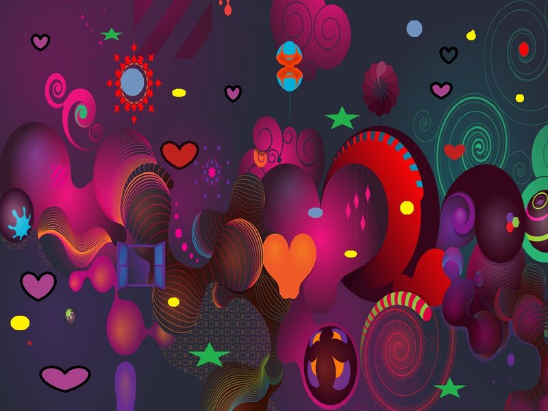 Abstract Colorful Shapes — Purple, Vibrant, Digital Art