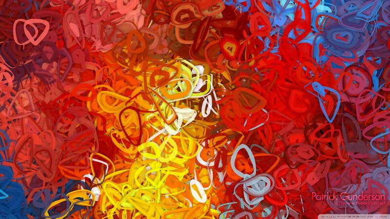 Abstract Colorful Shapes — Red, Vibrant, Lines