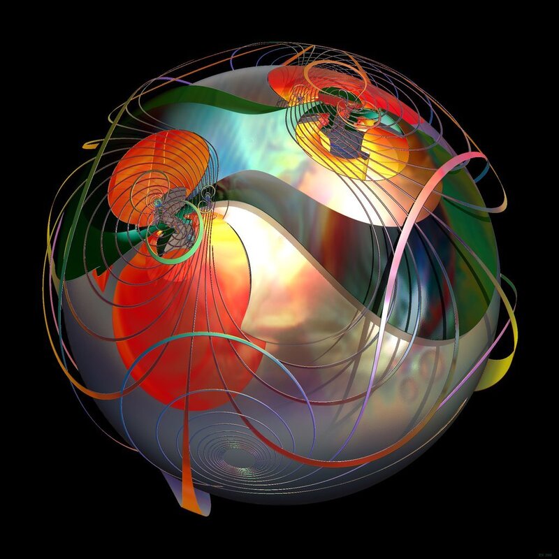 Abstract colorful sphere with swirling lines