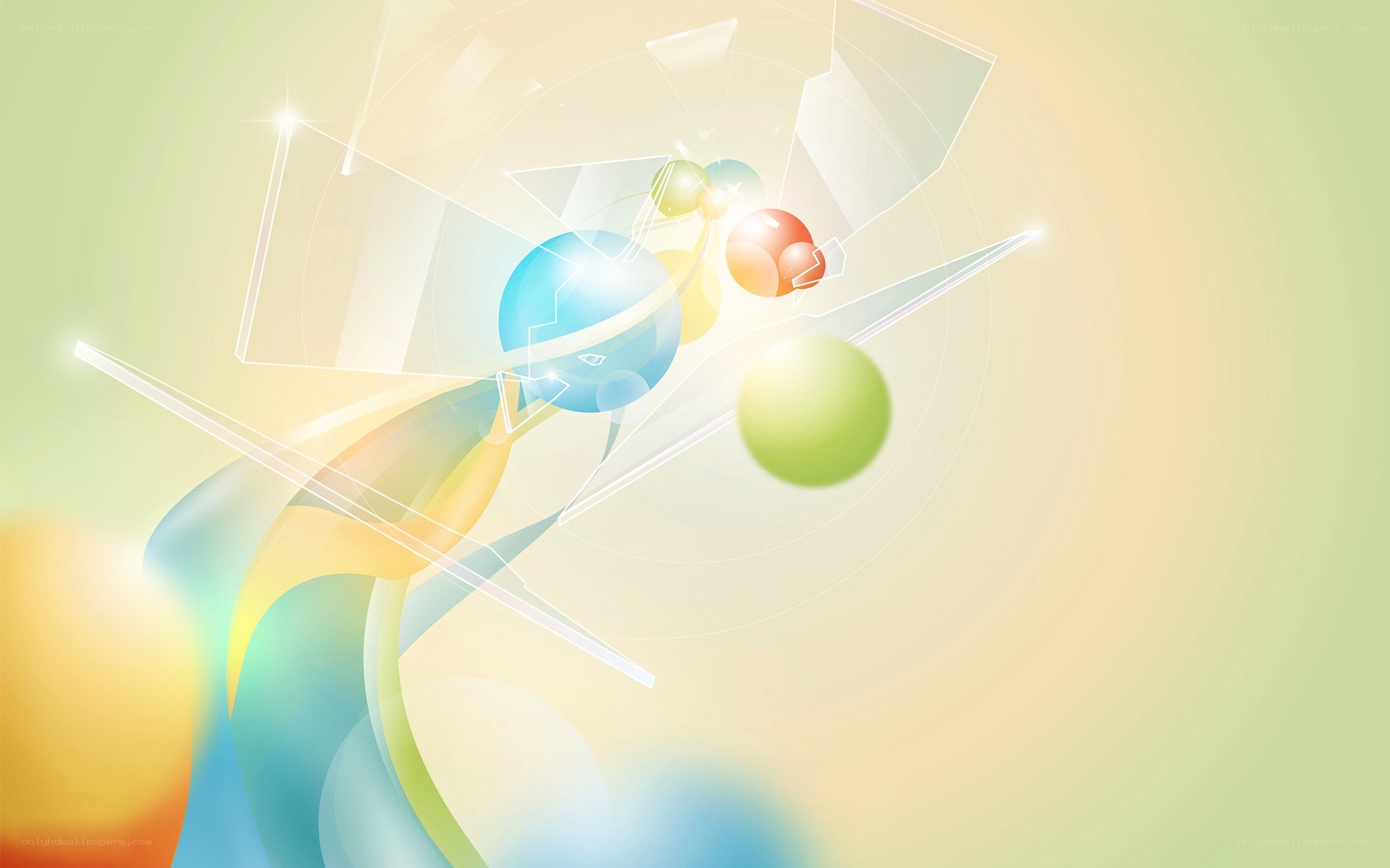 Abstract colorful spheres and lines