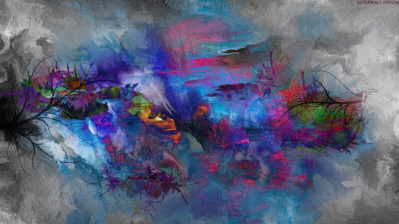 Abstract Colorful Splashes — Blue, Dramatic
