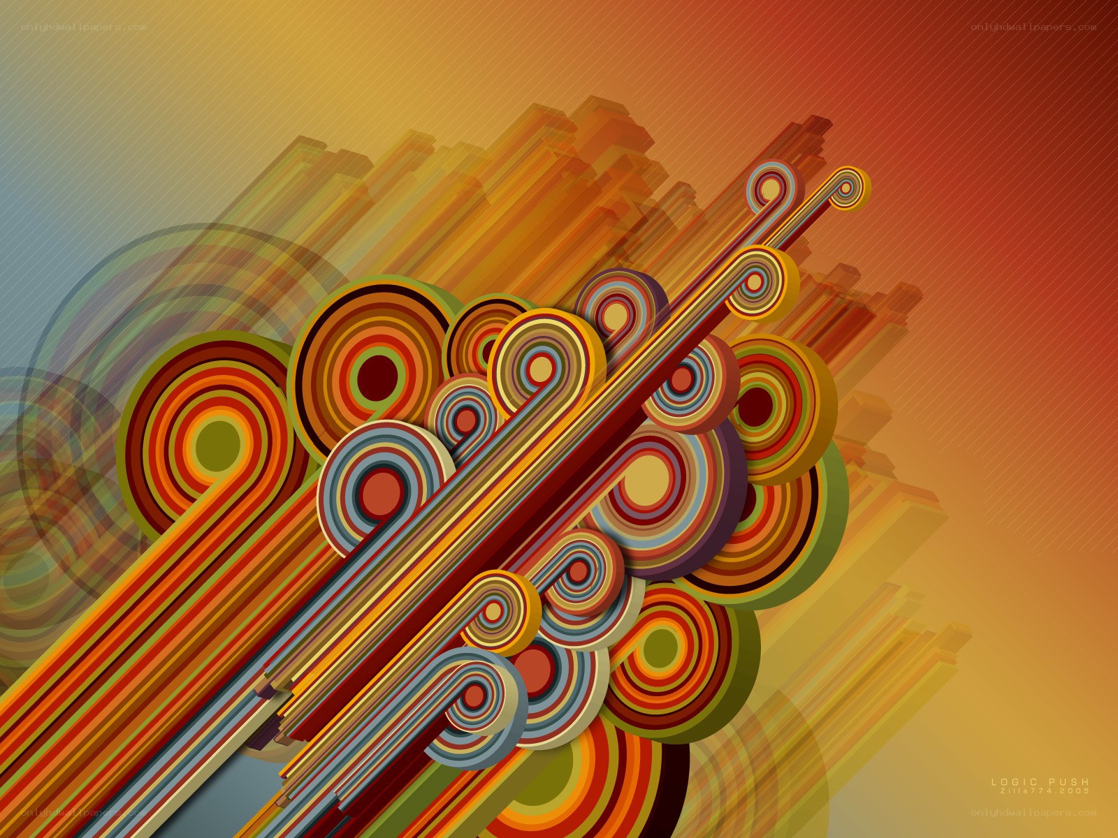 Abstract colorful swirls and lines