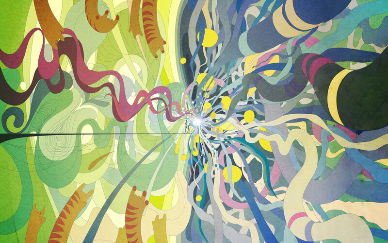 Abstract colorful swirls and shapes