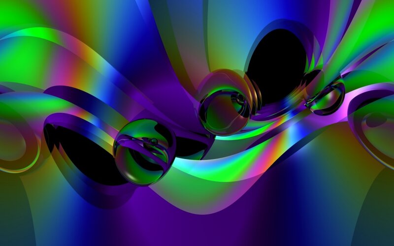 Abstract colorful swirls and spheres