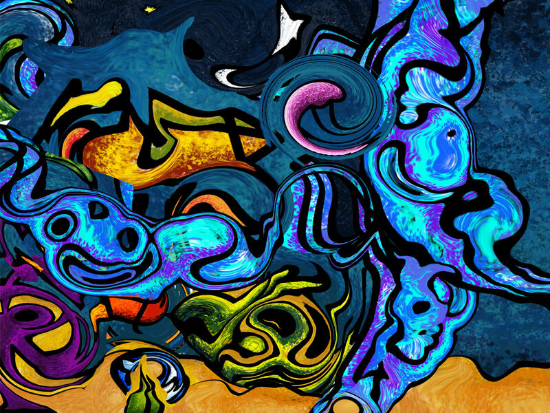 Abstract Colorful Swirls — Blue, Vibrant, Shapes