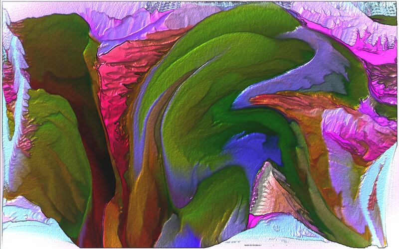 Abstract Colorful Swirls — Green, Vibrant, Digital Art, Purple