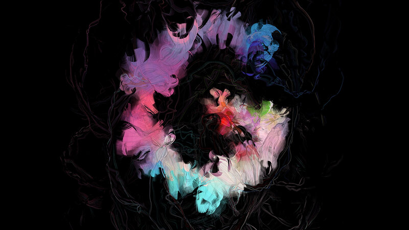 Abstract colorful swirls on black