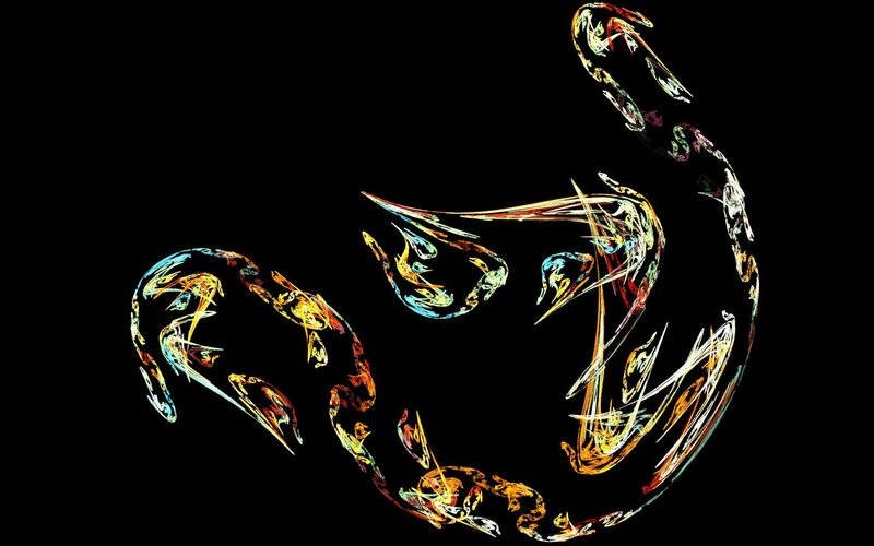 Abstract colorful swirls on black