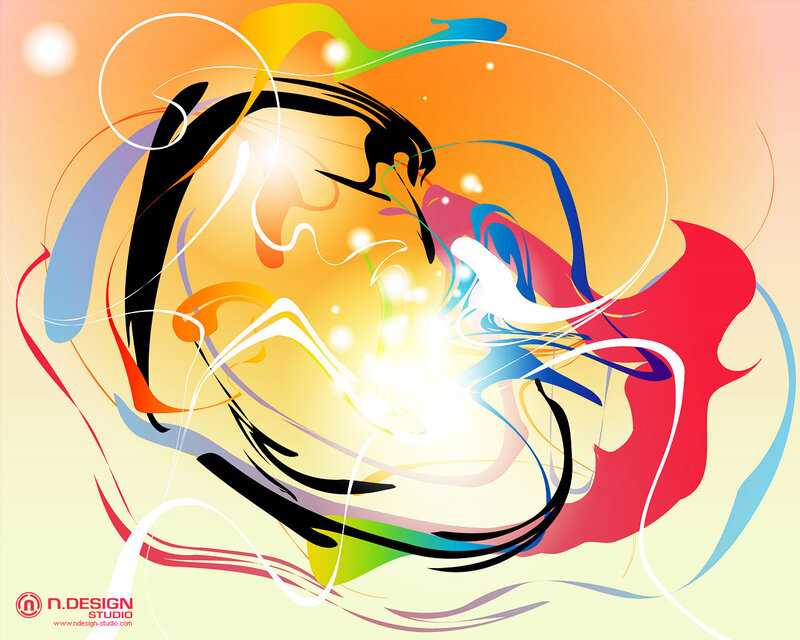 Abstract Colorful Swirls — Orange, Vibrant, Digital Art