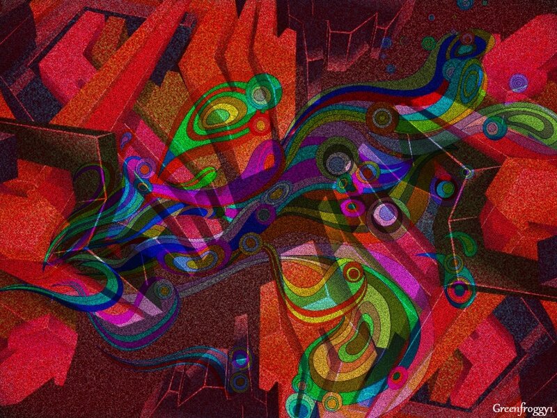 Abstract Colorful Swirls — Red, Vibrant, Digital Art, Circles