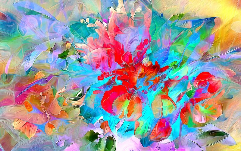 Abstract Colorful Swirls — Red, Vibrant, Digital Art