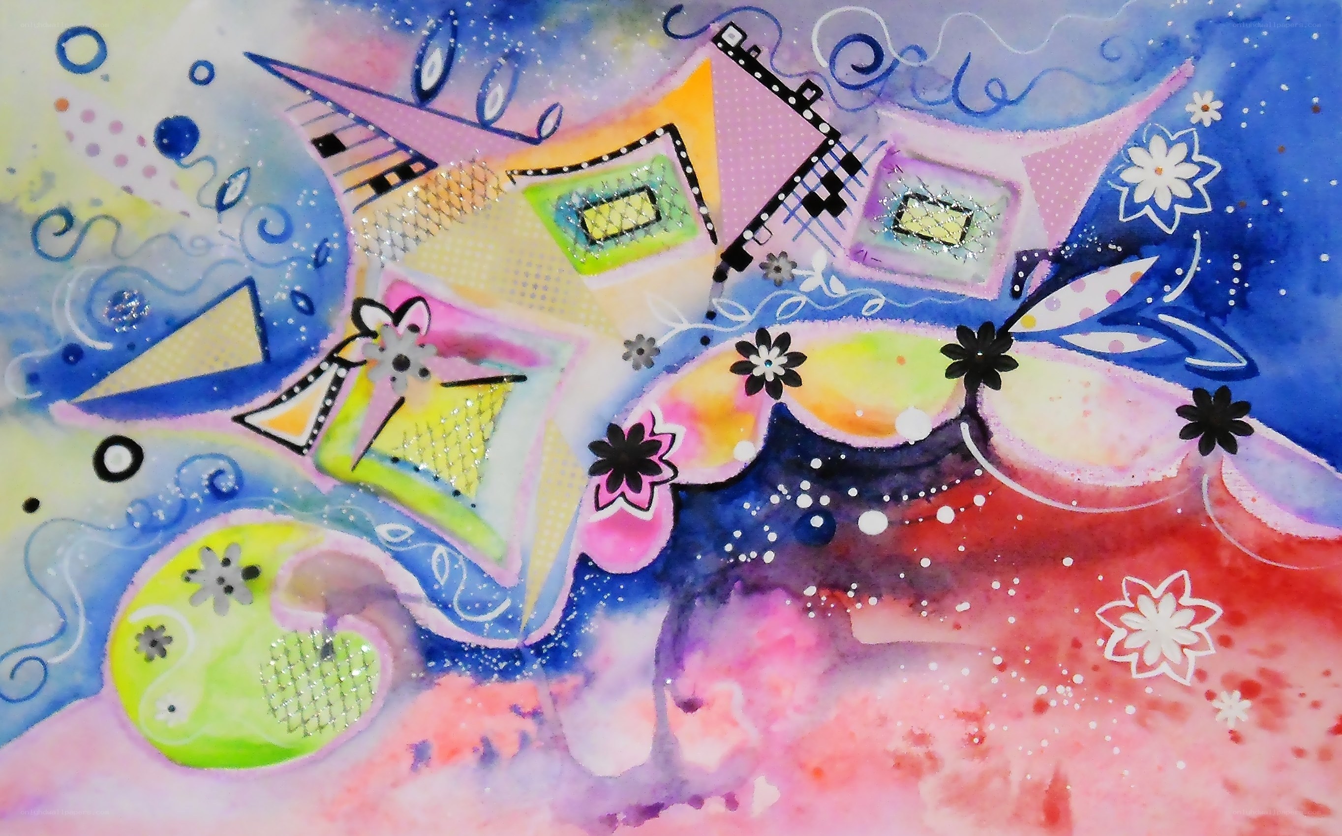 Abstract colorful watercolor art