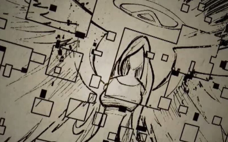 abstract comic panel with character