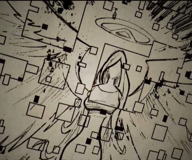 abstract comic panel with character
