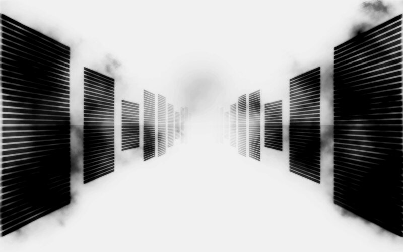 abstract corridor with smoke