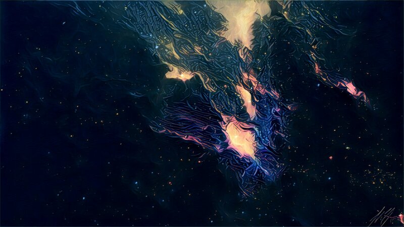 Abstract Cosmic Nebula — Blue