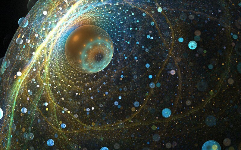 Abstract Cosmic Sphere — Blue, Digital Art