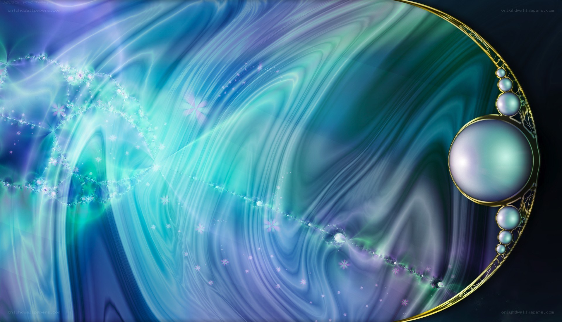 Abstract cosmic swirl with golden frame