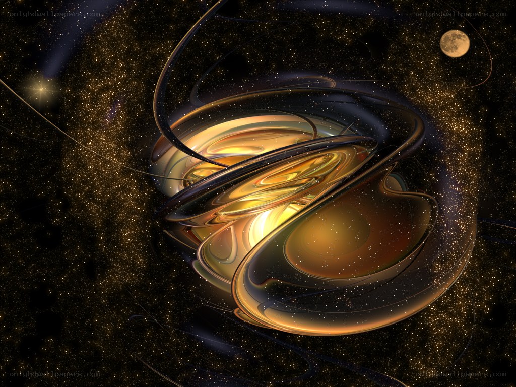 Abstract cosmic swirl with planets