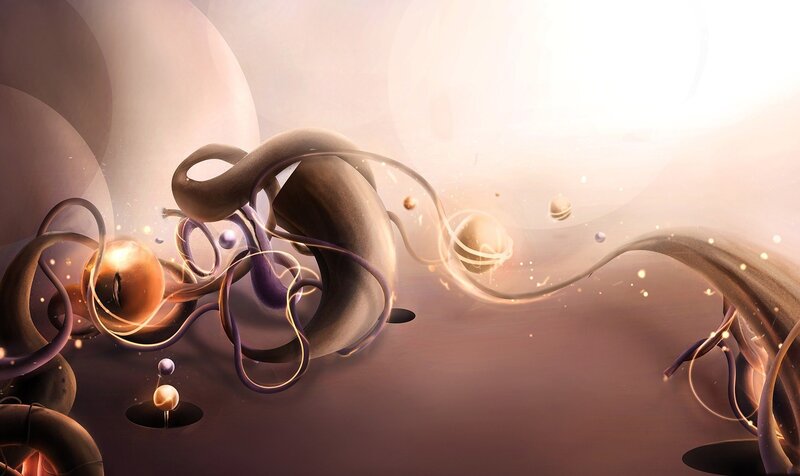 abstract cosmic swirls and spheres
