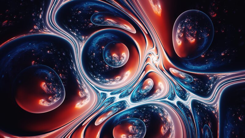 Abstract Cosmic Swirls — Blue, Dramatic, Digital Art