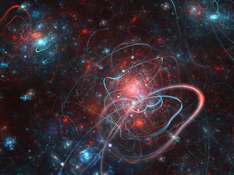Abstract Cosmic Swirls — Red, Digital Art