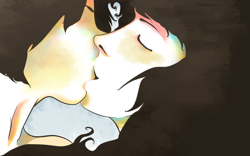 abstract couple embrace
