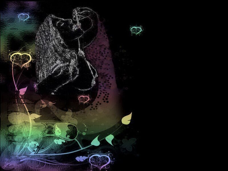 abstract couple with hearts