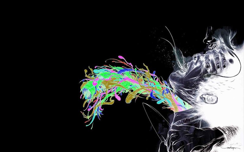 abstract creature with colorful energy