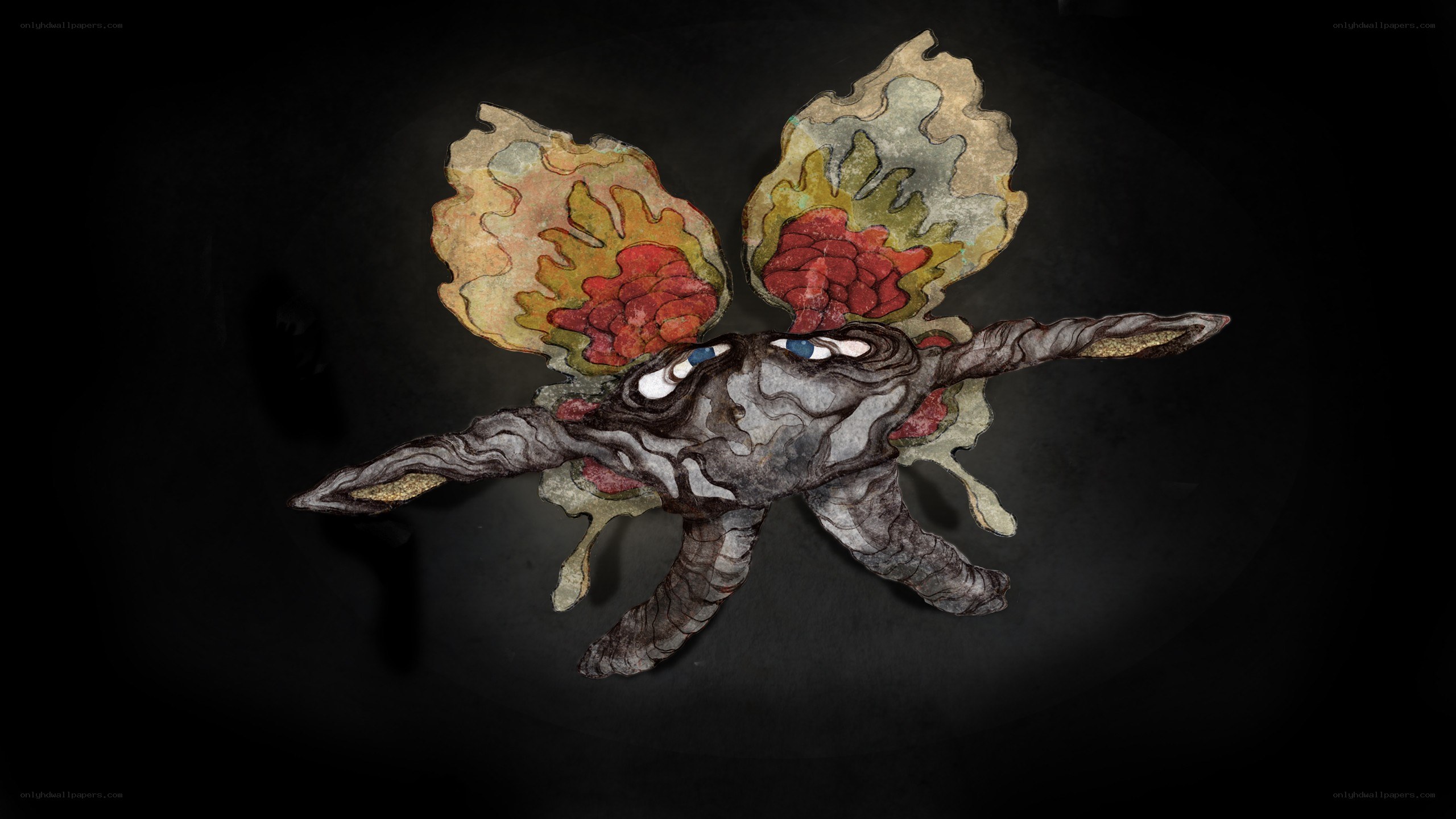 Abstract creature with floral wings