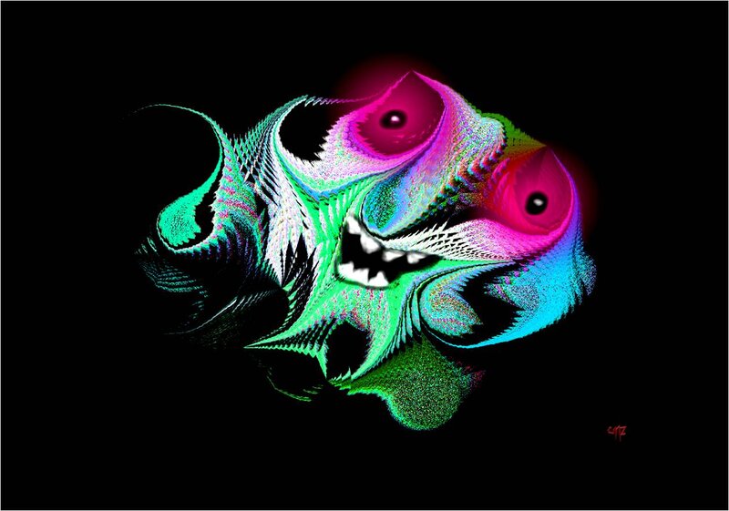 Abstract Creature with Glowing Eyes
