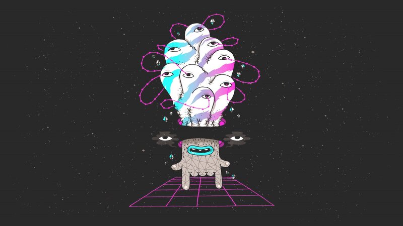 Abstract Creature with Multiple Eyes