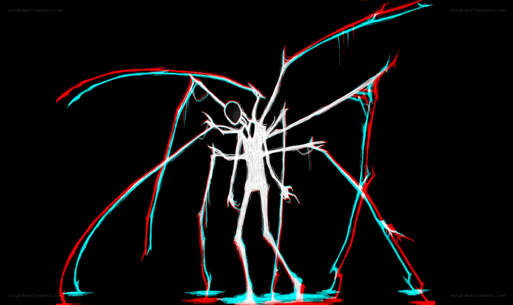 abstract creature with red and blue lines