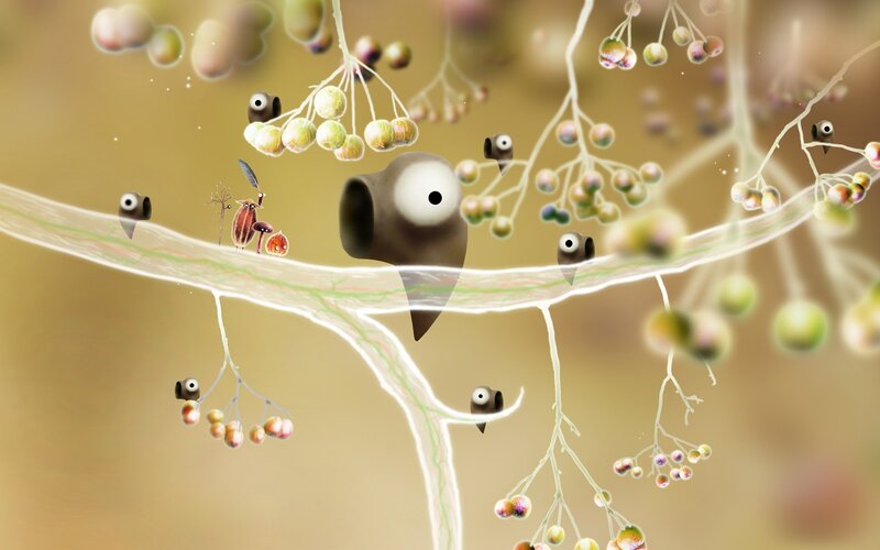 abstract creatures on a branch