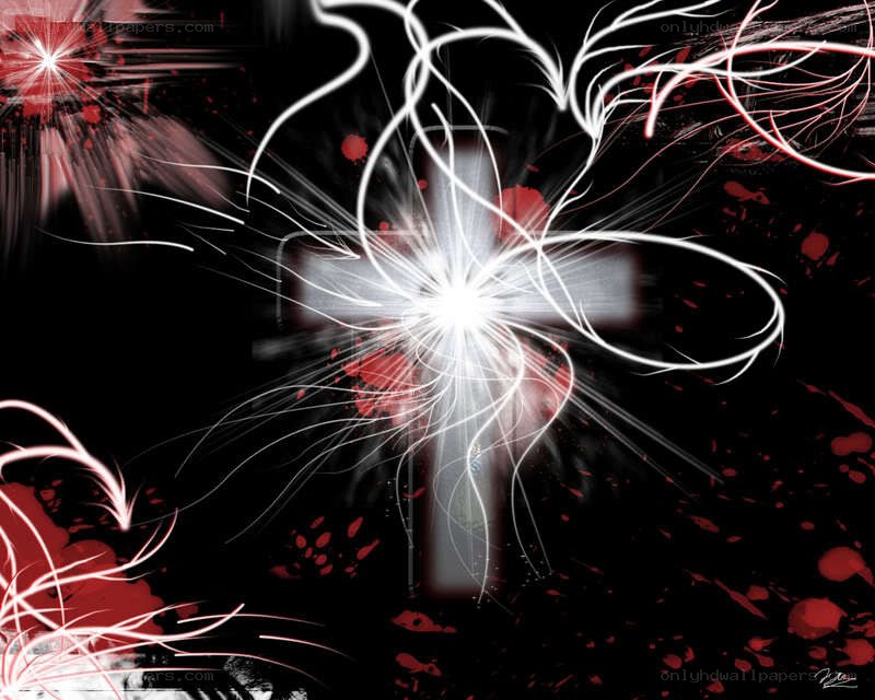 abstract cross with light and blood splatter