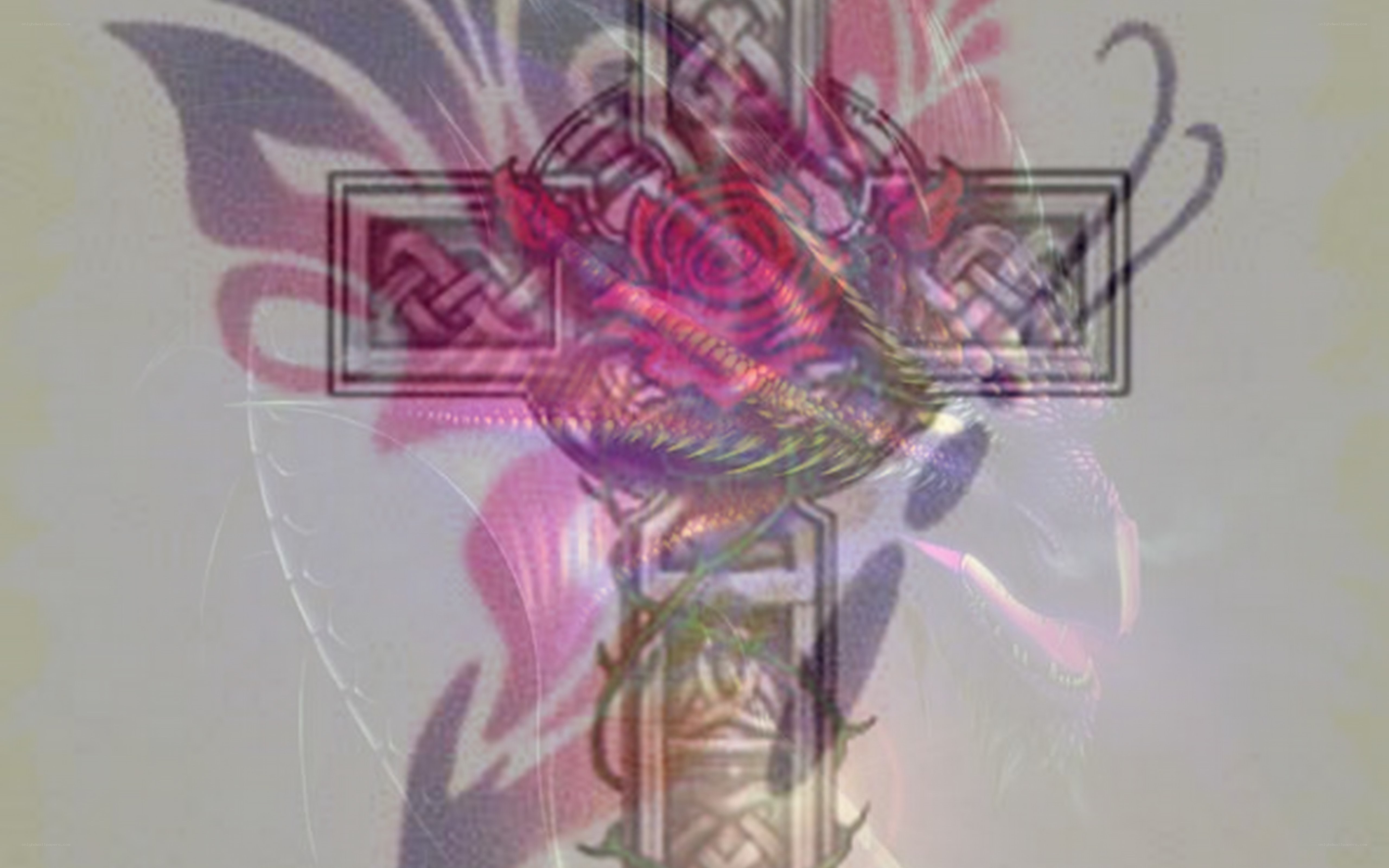 abstract cross with rose design