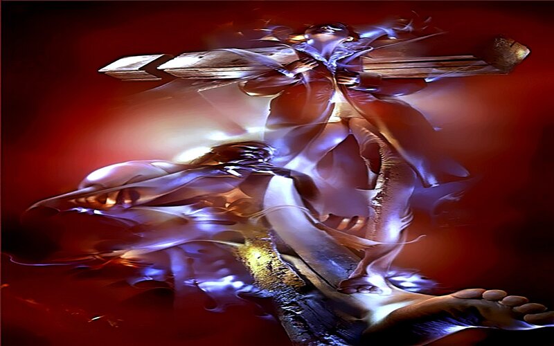 Abstract crucifixion artwork