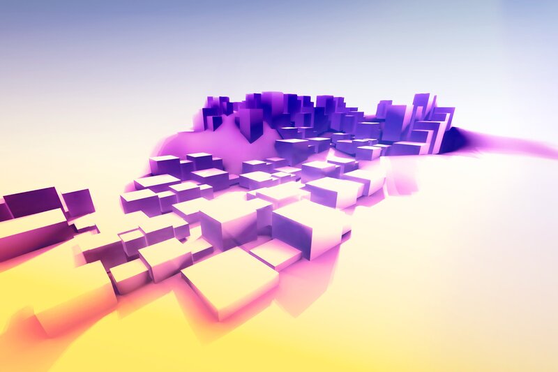 Abstract Cube Landscape — Purple