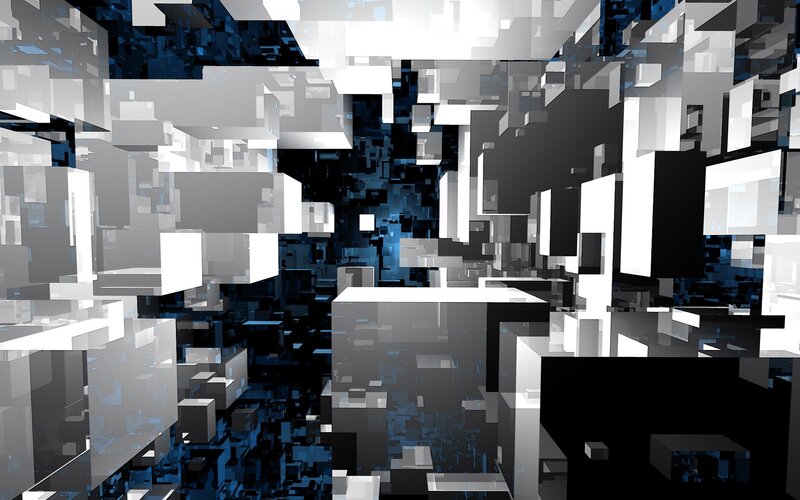 Abstract Cube Structure — Black, 3d Render