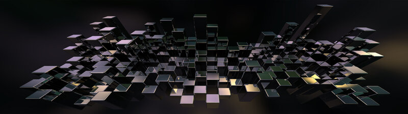 Abstract Cube Structure — Black, Dramatic, 3d Render, Cubes, Reflection