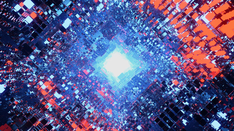 Abstract Cube Tunnel — Blue