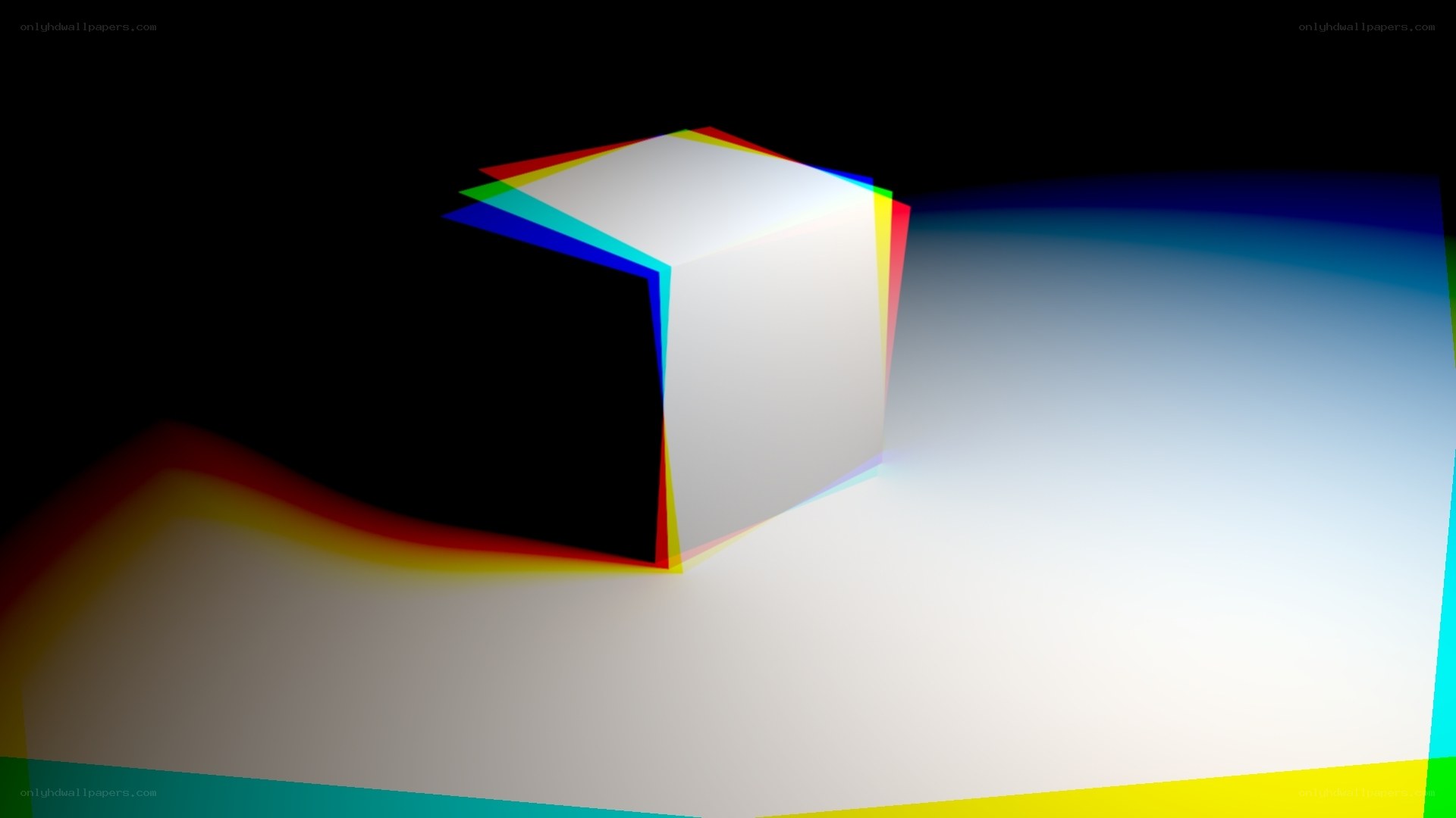abstract cube with chromatic aberration