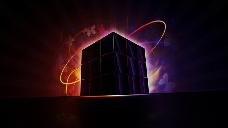 abstract cube with glowing lines