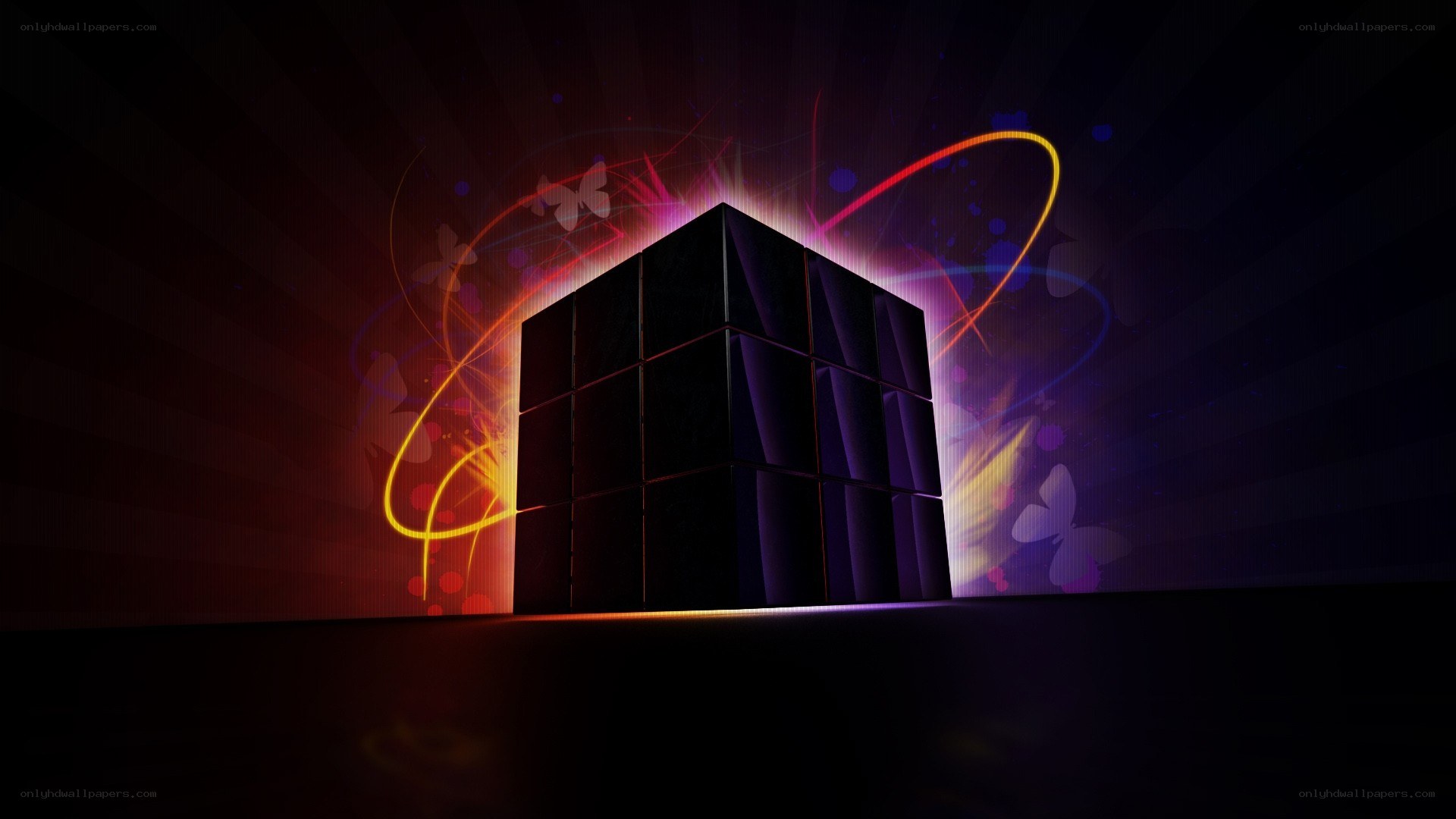 abstract cube with glowing lines
