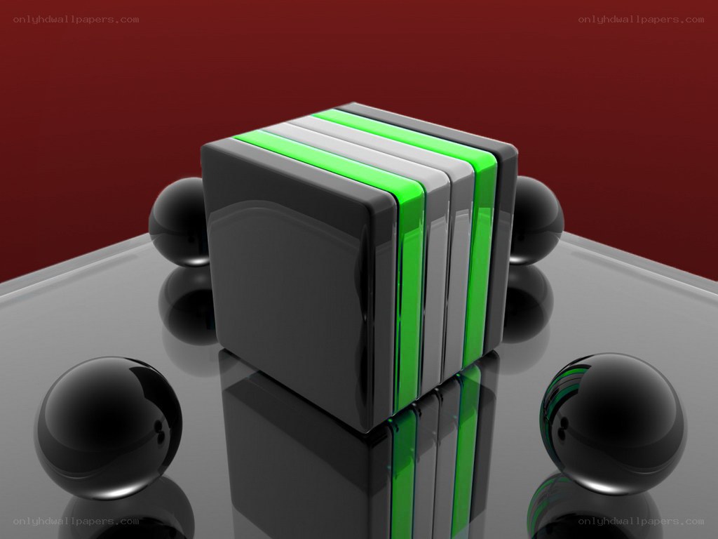 abstract cube with green stripes