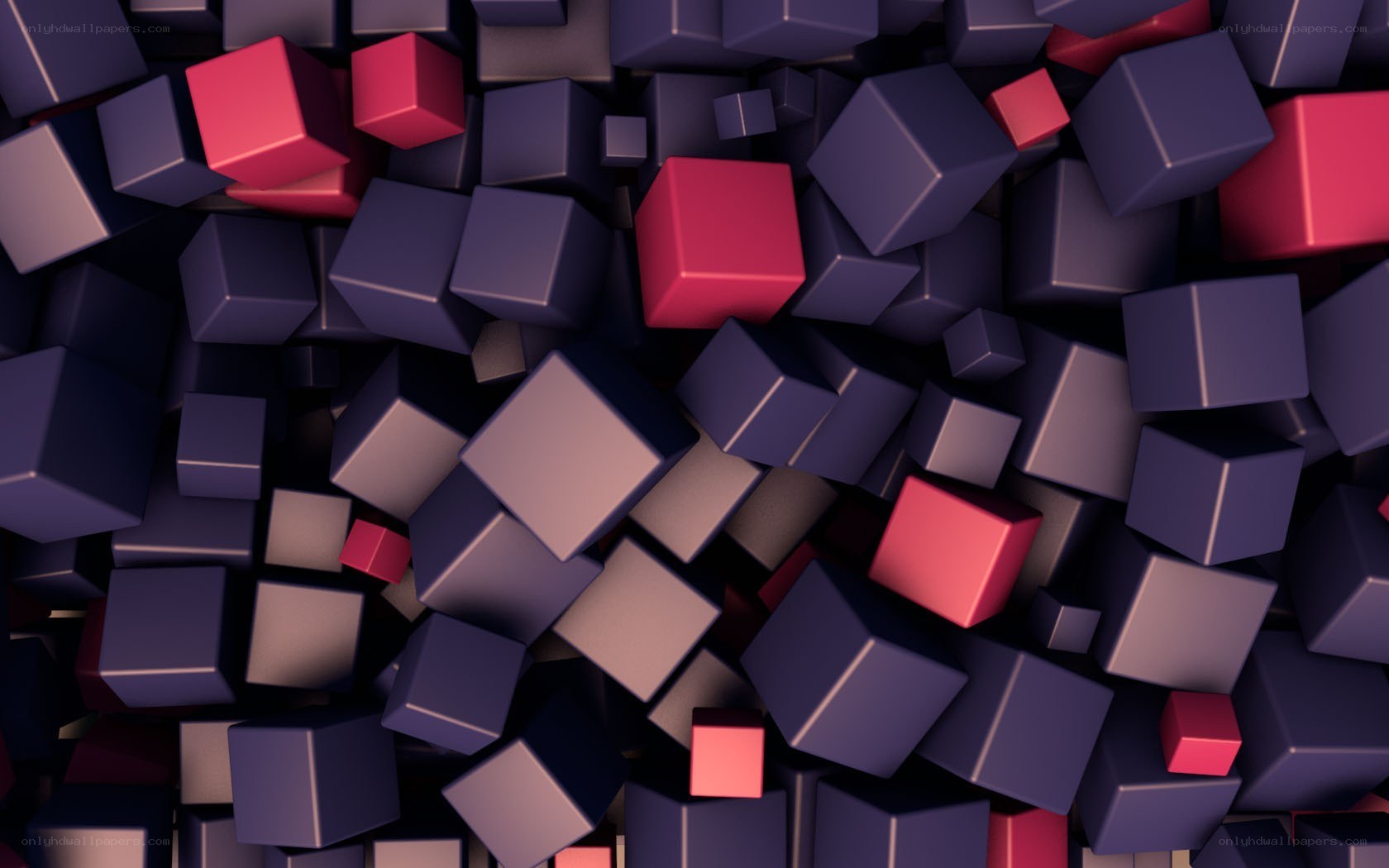 abstract cubes in purple and red