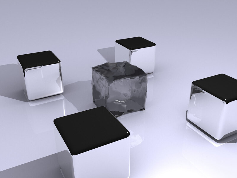 abstract cubes on reflective surface